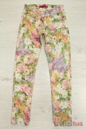 Купити Штани слім з квітковим принтом A-yugi Jeans Т16-130(8996) З на КідБутік Штани слім з квітковим принтом A-yugi Jeans Т16-130(8996) З