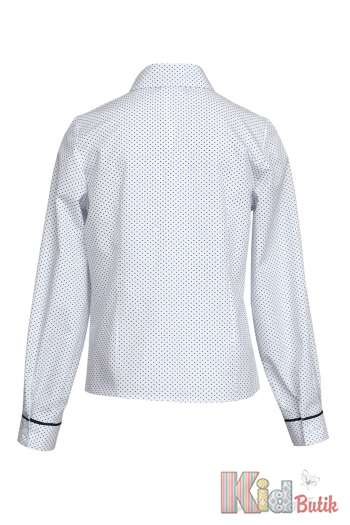 Купить Рубашка белая в мелкий синий горошек Sly S17-3(137A/S) на КидБутик Рубашка белая в мелкий синий горошек Sly S17-3(137A/S)