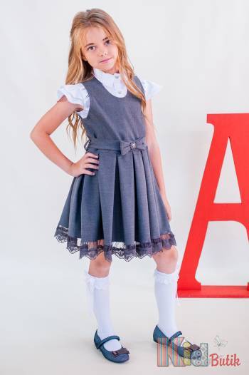 Купити Сарафан шкільний сірого кольору для дівчинки Ahsen Morva Ак21-20(70592) Сір. на КідБутік Сарафан шкільний сірого кольору для дівчинки Ahsen Morva Ак21-20(70592) Сір.