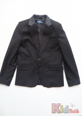 Купить Пиджак классический черный с серыми налокотниками и воротом для подростка Пара Solo 17891 на КидБутик Пиджак классический черный с серыми налокотниками и воротом для подростка Пара Solo 17891