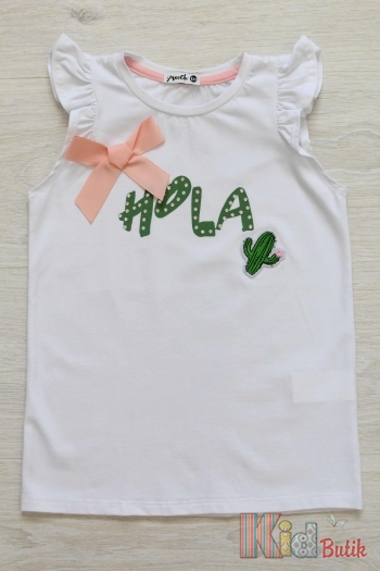 Купити Майка білого кольору з кактусом для дівчинки Smooch Sm18-15(САС05) на КідБутік Майка білого кольору з кактусом для дівчинки Smooch Sm18-15(САС05)
