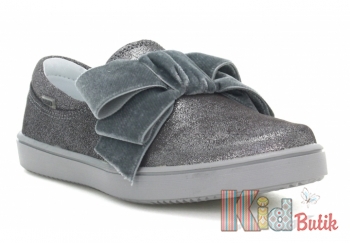Купить Слипоны серебристые с велюровым бантом Bartek 19-45384/SZ/11M на КидБутик Слипоны серебристые с велюровым бантом Bartek 19-45384/SZ/11M