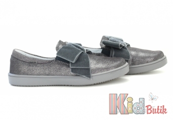 Купить Слипоны серебристые с велюровым бантом Bartek 19-45384/SZ/11M на КидБутик Слипоны серебристые с велюровым бантом Bartek 19-45384/SZ/11M
