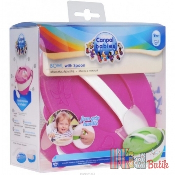 Купити Тарілка рожевого кольору з кришкою і ложкою Canpol babies 31/406_ pin на КідБутік Тарілка рожевого кольору з кришкою і ложкою Canpol babies 31/406_ pin
