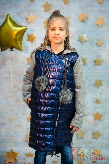Купить Куртка комбинированная для девочки Kas Kids Кас18-34Сн на КидБутик Куртка комбинированная для девочки Kas Kids Кас18-34Сн