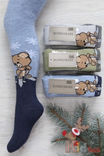 Купить Колготки махровые "Мишка и лыжи" для мальчика 0-6 мес. Buonumare Buon 0878 на КидБутик Колготки махровые "Мишка и лыжи" для мальчика 0-6 мес. Buonumare Buon 0878