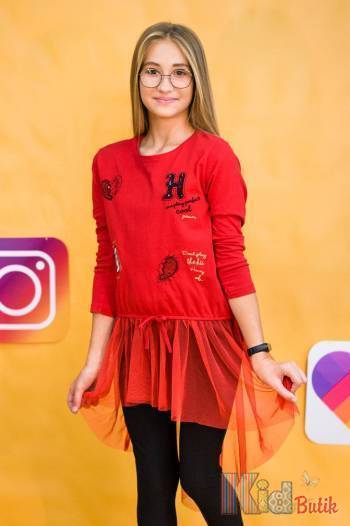 Купити Туніка з цікавими аплікаціями для дівчинки Little Star Т18-232Кр(968) на КідБутік Туніка з цікавими аплікаціями для дівчинки Little Star Т18-232Кр(968)