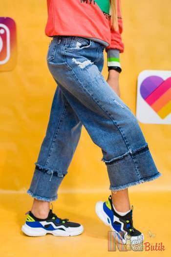 Купити Джинси кюлоти сині рвані широкі A-yugi Jeans Аю19-2(9115) на КідБутік Джинси кюлоти сині рвані широкі A-yugi Jeans Аю19-2(9115)