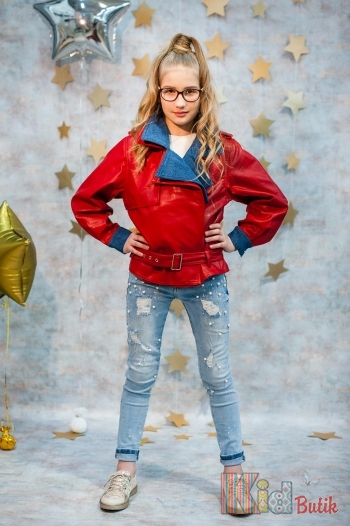 Купить Куртка-косуха с накладным джинсовым воротником HanMiNa И19-48Чер(55124) на КидБутик Куртка-косуха с накладным джинсовым воротником HanMiNa И19-48Чер(55124)
