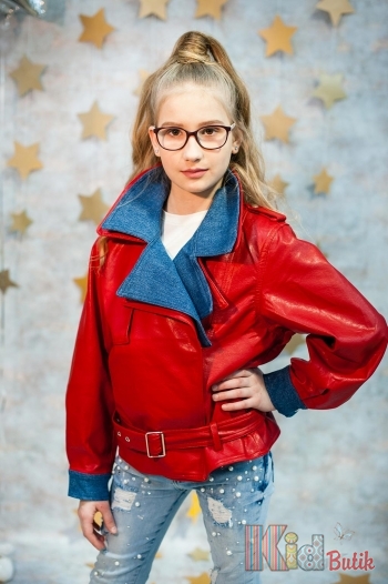 Купить Куртка-косуха с накладным джинсовым воротником HanMiNa И19-48Чер(55124) на КидБутик Куртка-косуха с накладным джинсовым воротником HanMiNa И19-48Чер(55124)
