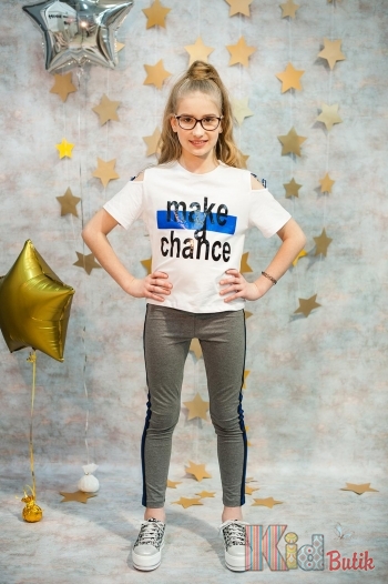 Купити Футболка біла "Make a chance" для дівчинки Marions Мр19-28(6383) на КідБутік Футболка біла "Make a chance" для дівчинки Marions Мр19-28(6383)