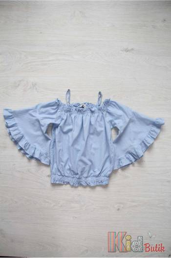 Купить Блуза голубая с открытыми плечами и широкими рукавами Escabel Kids Ес19-9(292) на КидБутик Блуза голубая с открытыми плечами и широкими рукавами Escabel Kids Ес19-9(292)