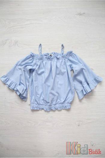 Купить Блуза голубая с открытыми плечами и широкими рукавами Escabel Kids Ес19-9(292) на КидБутик Блуза голубая с открытыми плечами и широкими рукавами Escabel Kids Ес19-9(292)