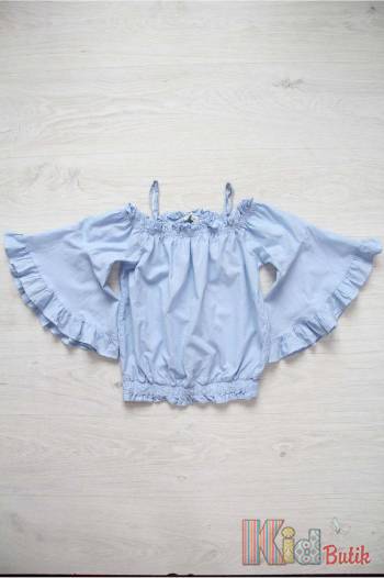 Купить Блуза голубая с открытыми плечами и широкими рукавами Escabel Kids Ес19-9(292) на КидБутик Блуза голубая с открытыми плечами и широкими рукавами Escabel Kids Ес19-9(292)