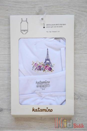Купить Комплект майка и трусики "Paris" для девочки 1-2 года Katamino К12834 на КидБутик Комплект майка и трусики "Paris" для девочки 1-2 года Katamino К12834
