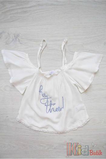 Купить Блуза белая с открытыми плечами "Hey there" NK Unsea НК19-83(32002) на КидБутик Блуза белая с открытыми плечами "Hey there" NK Unsea НК19-83(32002)