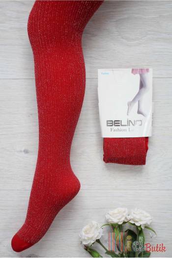 Купити Колготки для дівччинки капронові однотонні з люрексом червоні Belino С-21чер на КідБутік Колготки для дівччинки капронові однотонні з люрексом червоні Belino С-21чер