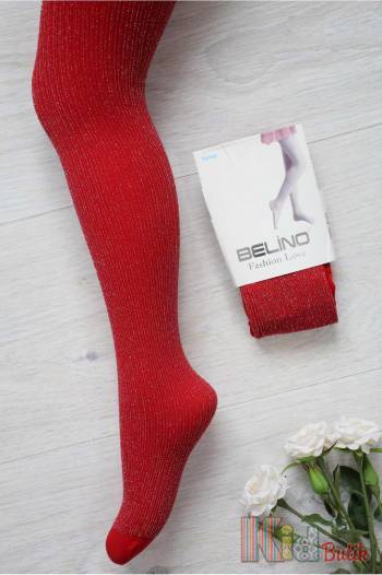 Купити Колготки для дівччинки капронові однотонні з люрексом червоні Belino С-21чер на КідБутік Колготки для дівччинки капронові однотонні з люрексом червоні Belino С-21чер