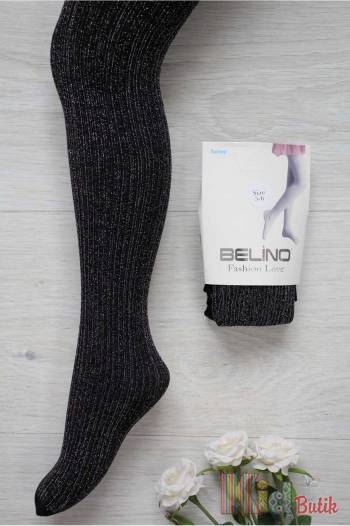 Купить Колготки капроновые однотонные с люрексом черные Belino С-21чор на КидБутик Колготки капроновые однотонные с люрексом черные Belino С-21чор
