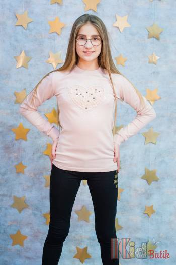 Купити Джемпер з мереживом і намистинами "Big Heart" Miss Blaze Е19-26(04328)Рож. на КідБутік Джемпер з мереживом і намистинами "Big Heart" Miss Blaze Е19-26(04328)Рож.