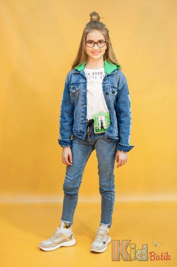 Купить Джинсовая куртка для девочки A-yugi Jeans Аю20-38Зл(17093) на КидБутик Джинсовая куртка для девочки A-yugi Jeans Аю20-38Зл(17093)