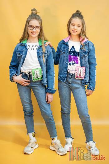 Купить Джинсовая куртка для девочки A-yugi Jeans Аю20-38Зл(17093) на КидБутик Джинсовая куртка для девочки A-yugi Jeans Аю20-38Зл(17093)