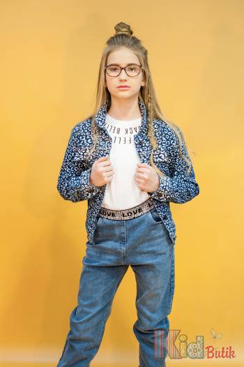 Купить Куртка джинсовая в лепардовый принт A-yugi Jeans Аю20-43(17096) на КидБутик Куртка джинсовая в лепардовый принт A-yugi Jeans Аю20-43(17096)