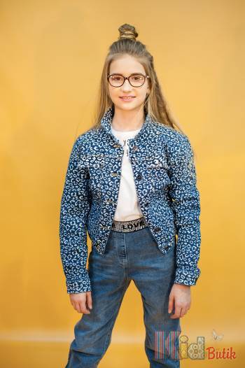 Купить Куртка джинсовая в лепардовый принт A-yugi Jeans Аю20-43(17096) на КидБутик Куртка джинсовая в лепардовый принт A-yugi Jeans Аю20-43(17096)