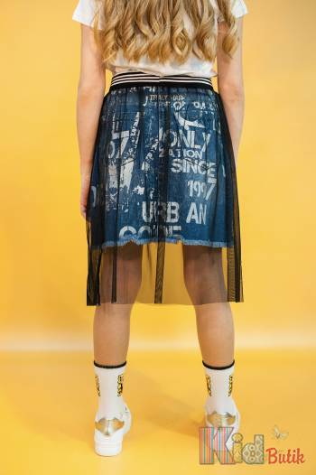 Купити Спідниця джинсова з фатіном A-yugi Jeans Аю20-5(9187) на КідБутік Спідниця джинсова з фатіном A-yugi Jeans Аю20-5(9187)