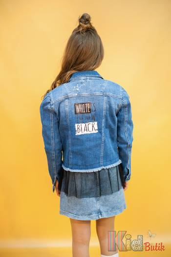 Купить Куртка джинсовая с фатиновой рюшей A-yugi Jeans Аю20-30(17099) на КидБутик Куртка джинсовая с фатиновой рюшей A-yugi Jeans Аю20-30(17099)