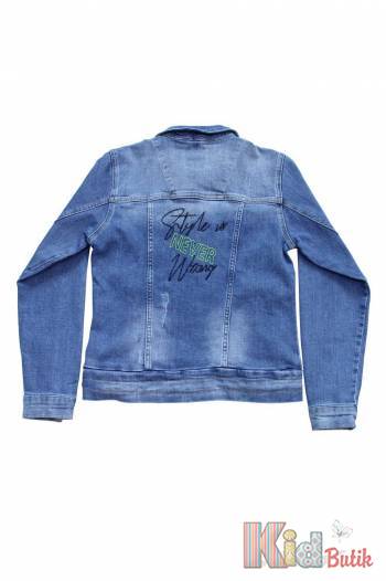 Купити Куртка джинсова з елементами салатового кольору A-yugi Jeans Аю20-64(17095) на КідБутік Куртка джинсова з елементами салатового кольору A-yugi Jeans Аю20-64(17095)