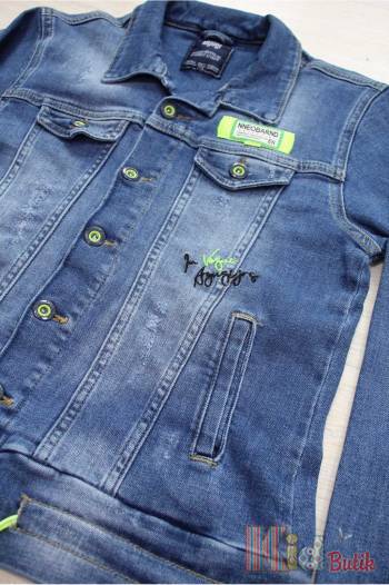 Купити Куртка джинсова з елементами салатового кольору A-yugi Jeans Аю20-64(17095) на КідБутік Куртка джинсова з елементами салатового кольору A-yugi Jeans Аю20-64(17095)