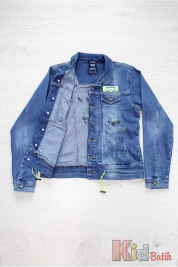 Купити Куртка джинсова з елементами салатового кольору A-yugi Jeans Аю20-64(17095) на КідБутік Куртка джинсова з елементами салатового кольору A-yugi Jeans Аю20-64(17095)