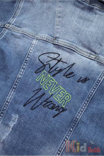 Купити Куртка джинсова з елементами салатового кольору A-yugi Jeans Аю20-64(17095) на КідБутік Куртка джинсова з елементами салатового кольору A-yugi Jeans Аю20-64(17095)