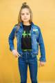Купити Куртка джинсова з елементами салатового кольору A-yugi Jeans Аю20-64(17095) на КідБутік Куртка джинсова з елементами салатового кольору A-yugi Jeans Аю20-64(17095) - фото 3
