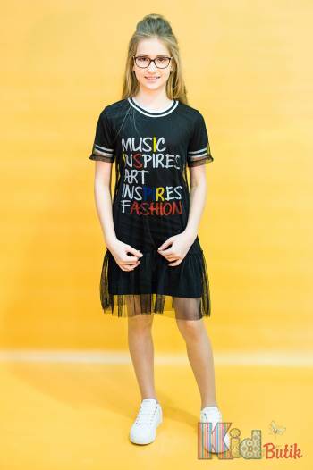 Купить Платье с надписью черного цвета для девочки Studio Kids СК20-19Чор(6043) на КидБутик Платье с надписью черного цвета для девочки Studio Kids СК20-19Чор(6043)