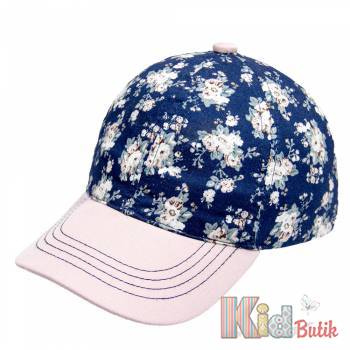 Купить Бейсболка синяя в цветы с розовым козырьком для девочки David's Star Дс20-25(359) на КидБутик Бейсболка синяя в цветы с розовым козырьком для девочки David's Star Дс20-25(359)