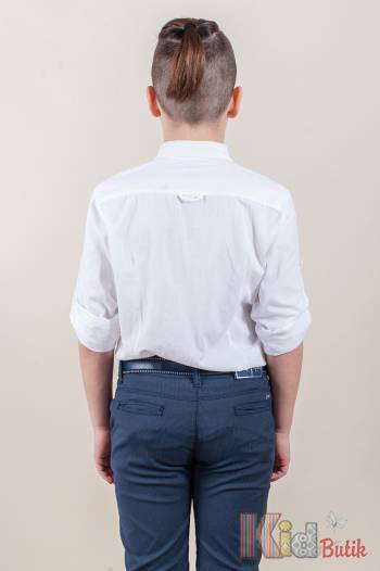 Купить Рубашка декорирована карманами для мальчика Ozk kids ОЗК 20-9(2461) Бл. на КидБутик Рубашка декорирована карманами для мальчика Ozk kids ОЗК 20-9(2461) Бл.