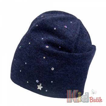 Купити Шапка синя з паєтками "Зірочка" David's Star ДС20-62Сн (21335) на КідБутік Шапка синя з паєтками "Зірочка" David's Star ДС20-62Сн (21335)