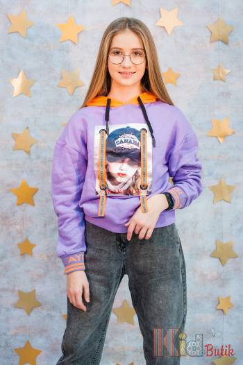 Купити Худі бузкового кольору для дівчинки A-yugi Jeans Аю20-95 на КідБутік Худі бузкового кольору для дівчинки A-yugi Jeans Аю20-95