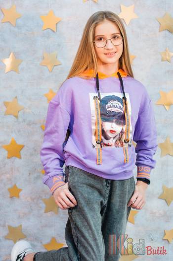 Купити Худі бузкового кольору для дівчинки A-yugi Jeans Аю20-95 на КідБутік Худі бузкового кольору для дівчинки A-yugi Jeans Аю20-95