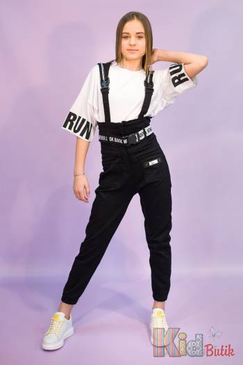 Купить Комбинезон черного цвета для девочки A-yugi Jeans Аю20-97(9234) на КидБутик Комбинезон черного цвета для девочки A-yugi Jeans Аю20-97(9234)