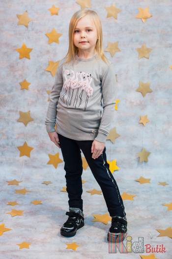 Купить Джемпер серый с розовым фламинго Miss Blaze Е20-2(03200)Ср на КидБутик Джемпер серый с розовым фламинго Miss Blaze Е20-2(03200)Ср