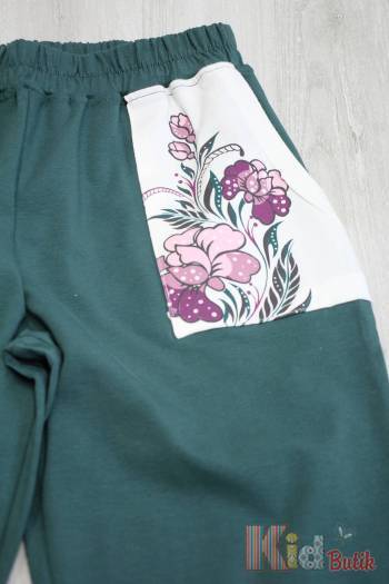 Купити Піжама штани зелені і кофта "Flowers" Pikidor 0028зел. на КідБутік Піжама штани зелені і кофта "Flowers" Pikidor 0028зел.