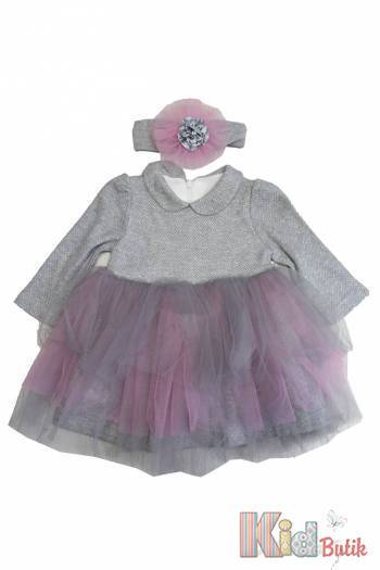 Купить Платье серого цвета с фатином для девочки MYMIO baby 20-2914Ср на КидБутик Платье серого цвета с фатином для девочки MYMIO baby 20-2914Ср
