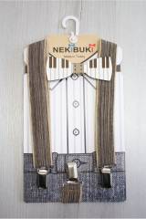 Купить Бабочка деревянная коричневая с подтяжками "Клавиши" Nekibuki 1025-9 на КидБутик Бабочка деревянная коричневая с подтяжками "Клавиши" Nekibuki 1025-9