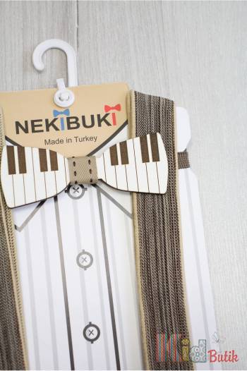 Купити Метелик дерев'яний коричневий з підтяжками "Клавіші" Nekibuki 1025-9 на КідБутік Метелик дерев'яний коричневий з підтяжками "Клавіші" Nekibuki 1025-9