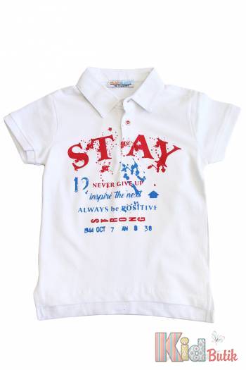Купити Футболка-поло "Stay never give up" для маленьких хлопчиків Mackays Ч21-19Бл(2851-037) на КідБутік Футболка-поло "Stay never give up" для маленьких хлопчиків Mackays Ч21-19Бл(2851-037)