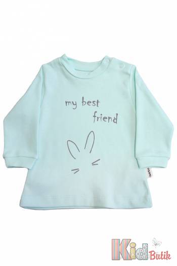 Купить Кофточка бирюзовая "My best friend" для девочки Flexi 21-131052Бір на КидБутик Кофточка бирюзовая "My best friend" для девочки Flexi 21-131052Бір