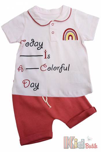 Купити Костюм 2-ка футболка персикова і шорти "Today" для дівчинки Flexi 21-116159Пер на КідБутік Костюм 2-ка футболка персикова і шорти "Today" для дівчинки Flexi 21-116159Пер